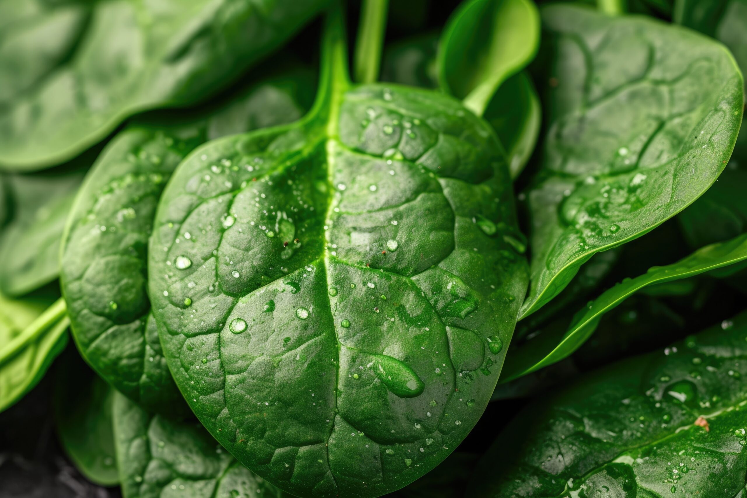 spinach with a green color and a leaf shape and a calcium overlay on the vein